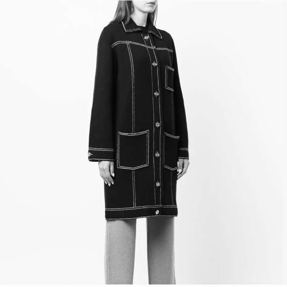 Vintage Vex Collection Women’s Pea Coat Black Contrasting stitches Wool blend M - Picture 1 of 11